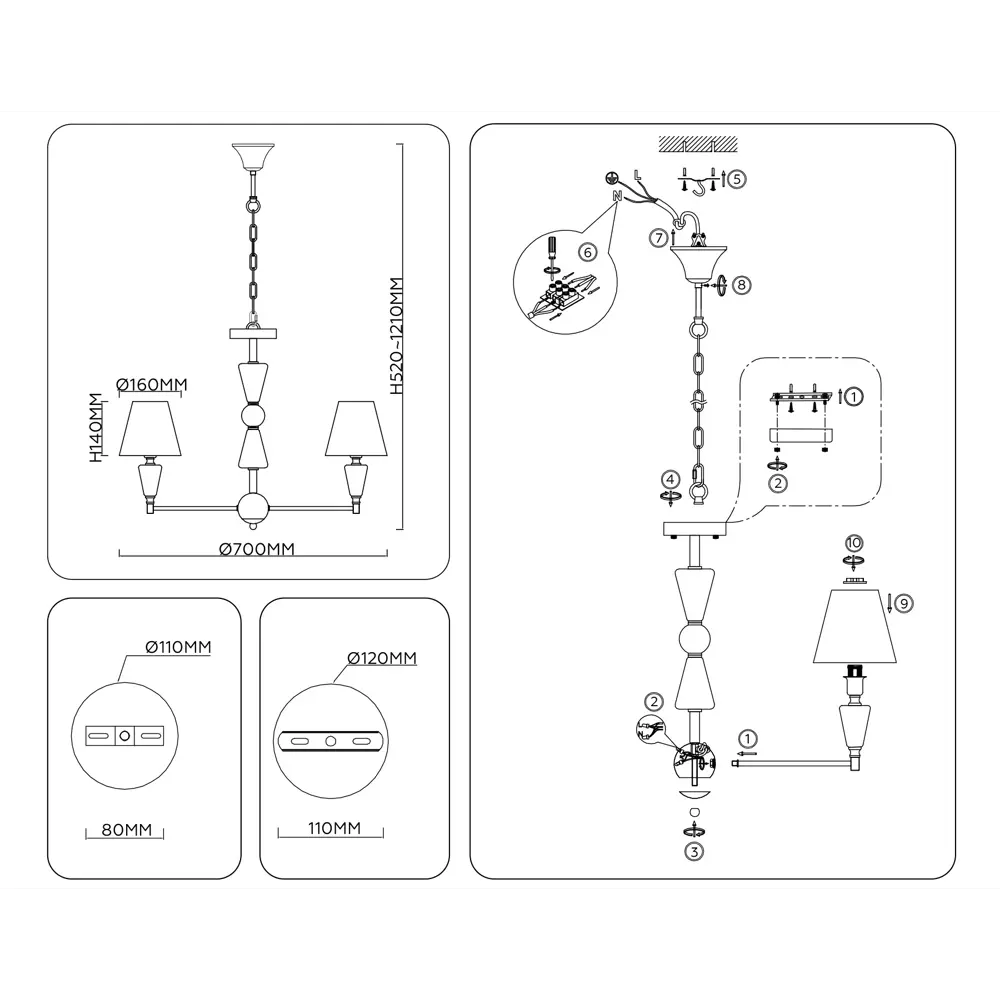 Фото 7 Люстра подвесная Ambrella light High light Lh75253* 5 ламп 23 м² цвет белый/никель Фото 7 Люстра подвесная Ambrella light High light Lh75253* 5 ламп 23 м² цвет белый/никель