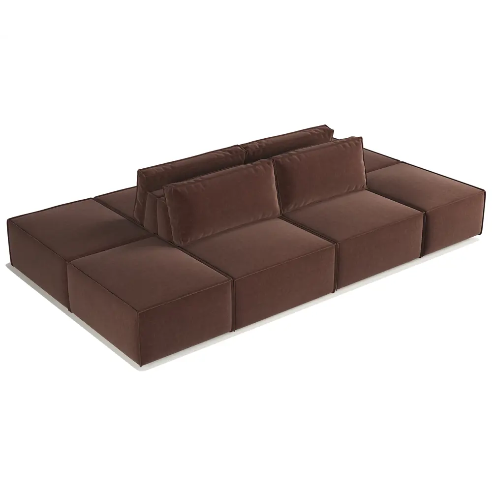 Фото Диван модульный Шарм-дизайн 34062028833 340x70x180 см велюр цвет коричневый Фото Диван модульный Шарм-дизайн 34062028833 340x70x180 см велюр цвет коричневый