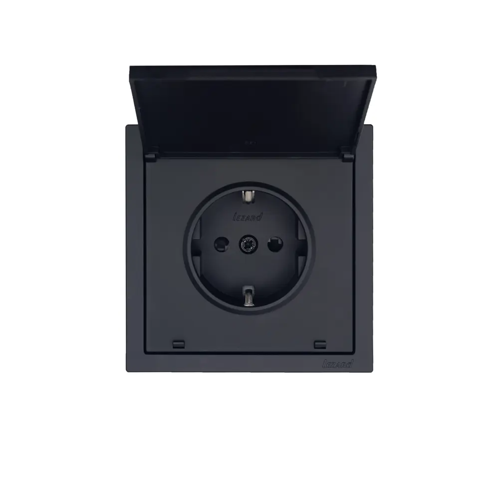 Фото 7 Розетка встраиваемая Lezard Zima с заземлением с крышкой IP44 цвет черный бархат