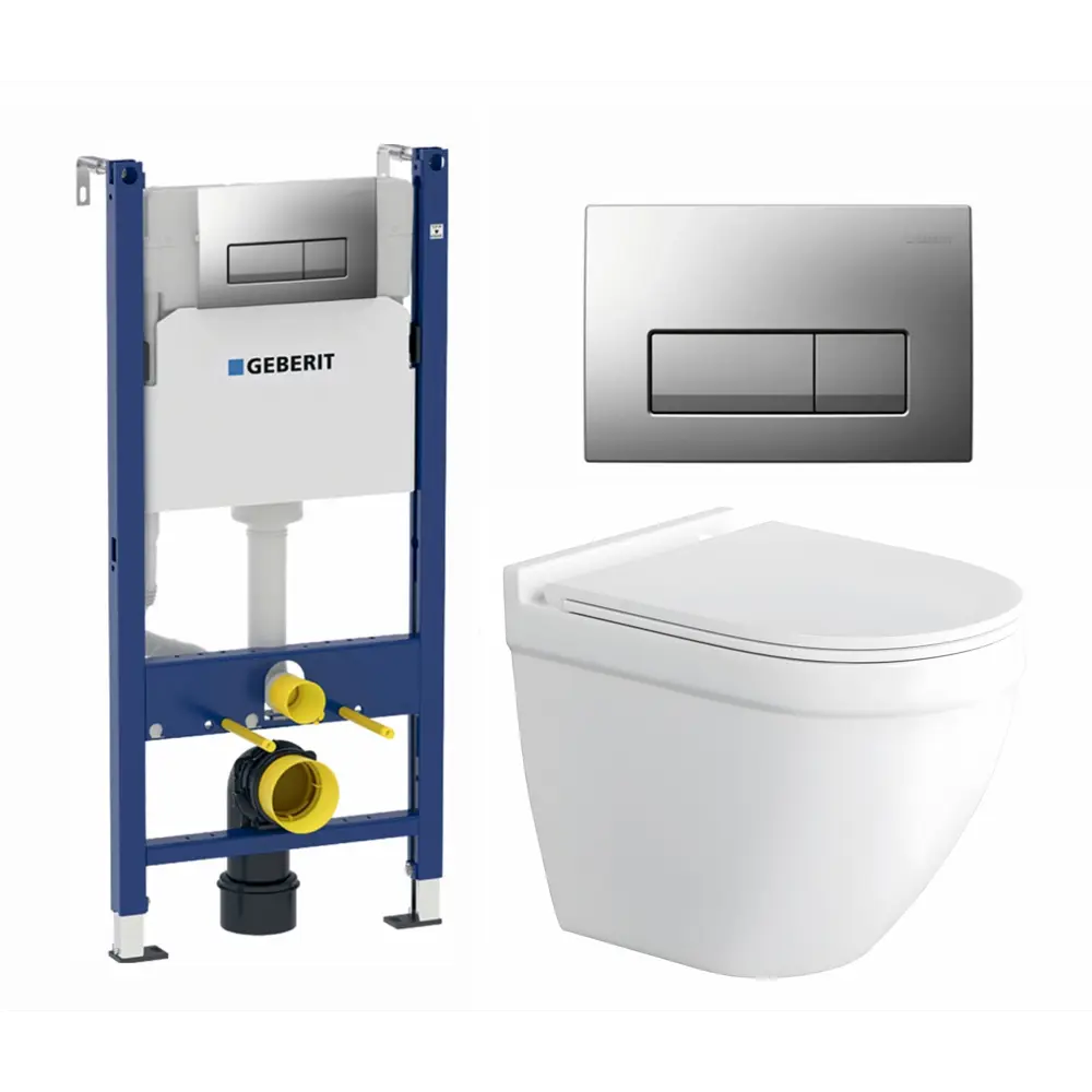 Фото Комплект инсталляция и унитаз 3 в 1: инсталляция Geberit Duofix UP100 с унитазом Enio Pulito EN1170052 и кнопка хром матовый Фото Комплект инсталляция и унитаз 3 в 1: инсталляция Geberit Duofix UP100 с унитазом Enio Pulito EN1170052 и кнопка хром матовый