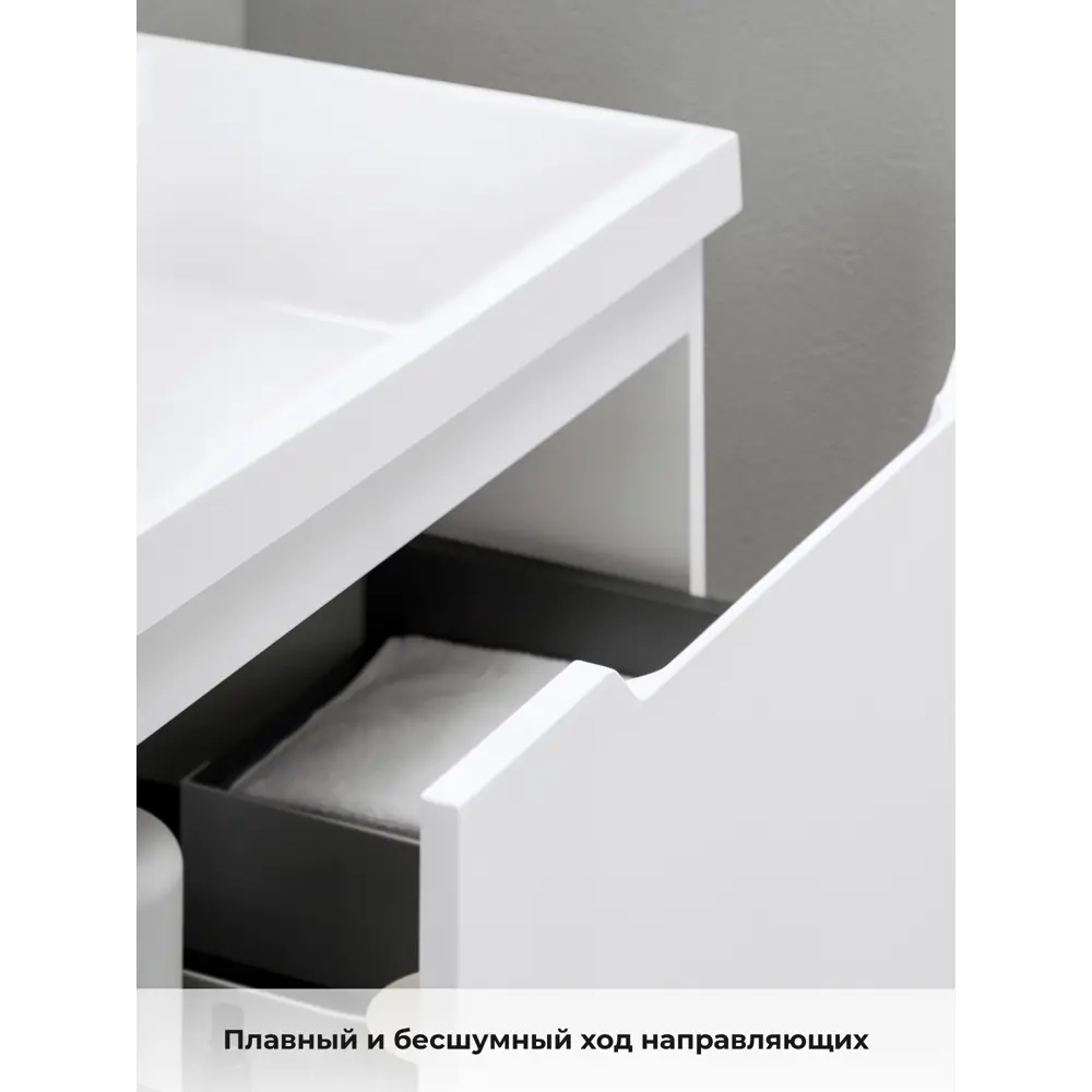 Фото 6 Тумба под раковину подвесная Итана 4657843670578 99.4см цвет белый глянец Фото 6 Тумба под раковину подвесная Итана 4657843670578 99.4см цвет белый глянец