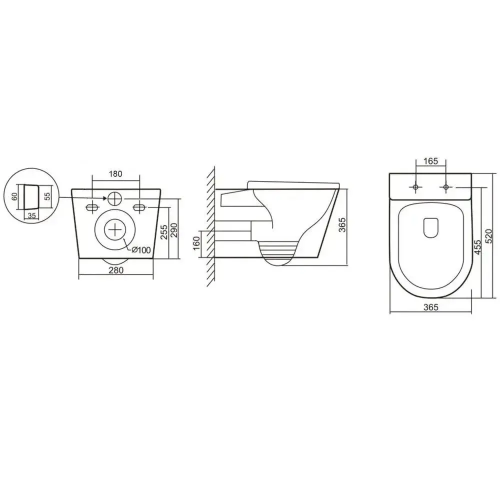 Фото 12 Инсталляция с унитазом комплект Iberica Blanca безободковый Burgos Alto и клавиша черный матовый нержавеющая сталь IB.001M.BRA.231.1504