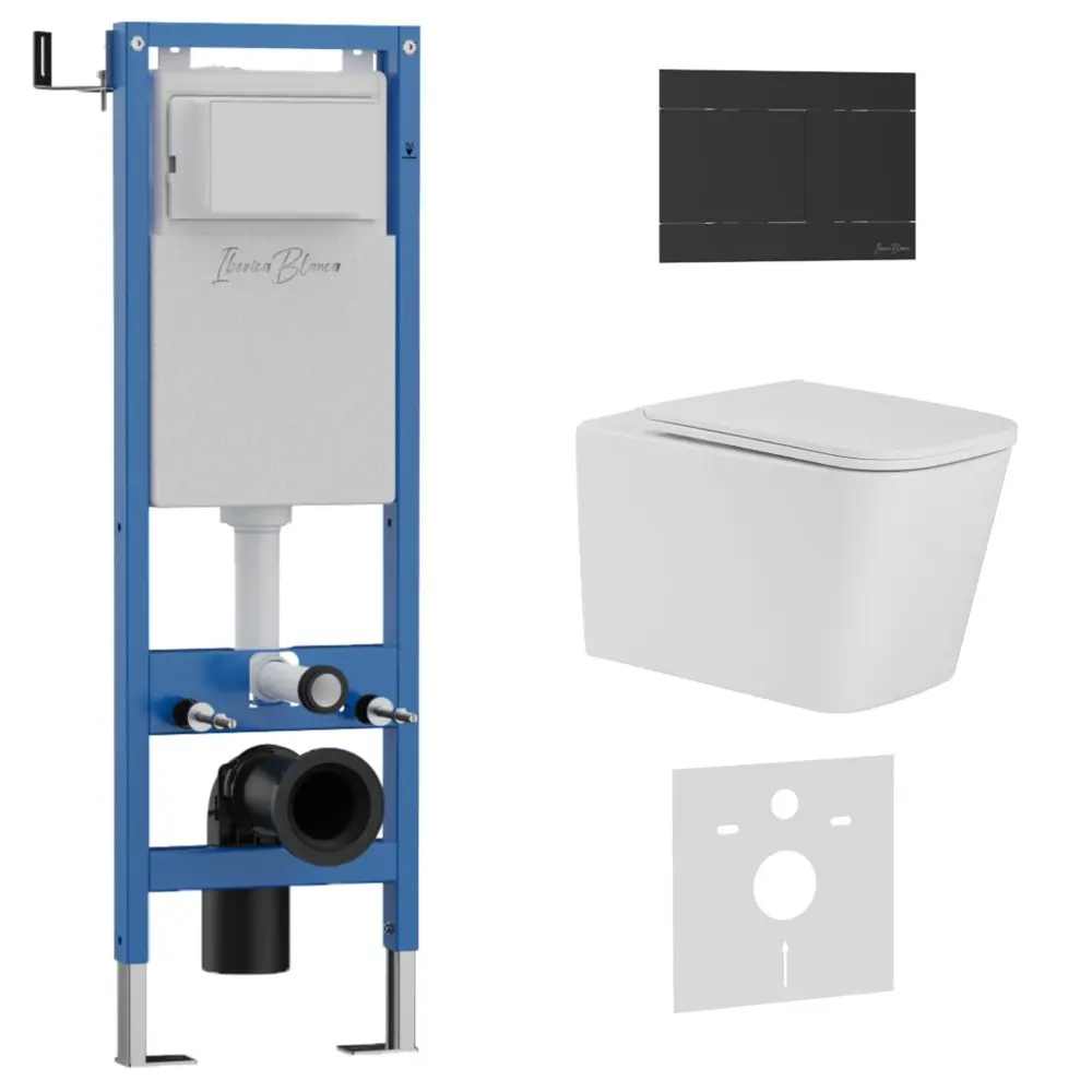 Фото Инсталляция с унитазом комплект Iberica Blanca безободковый Toledo Alto и клавиша черный матовый нержавеющая сталь IB.001M.TLA.231.1504 Фото Инсталляция с унитазом комплект Iberica Blanca безободковый Toledo Alto и клавиша черный матовый нержавеющая сталь IB.001M.TLA.231.1504