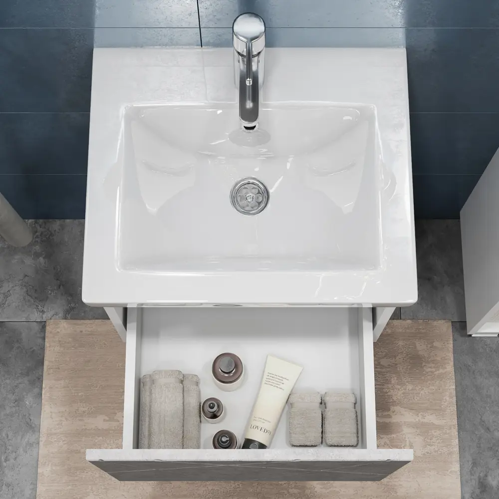 Фото 6 Тумба для ванной Vigo Geometry 032 бетон 50 см с раковиной Como подвесная цвет белый Фото 6 Тумба для ванной Vigo Geometry 032 бетон 50 см с раковиной Como подвесная цвет белый