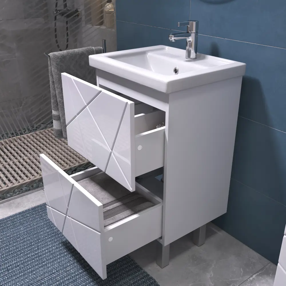 Фото 3 Тумба для ванной Vigo Geometry 50 см с раковиной Фостер напольная цвет белый Фото 3 Тумба для ванной Vigo Geometry 50 см с раковиной Фостер напольная цвет белый