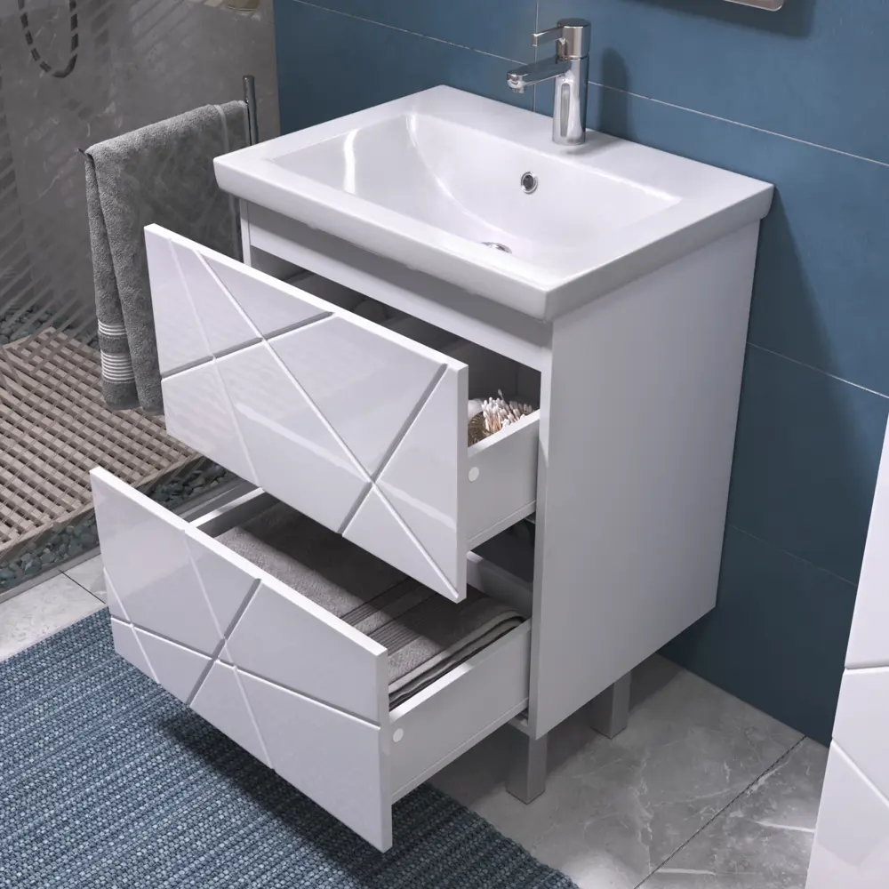 Фото 3 Тумба для ванной Vigo Geometry 60 см с раковиной Como напольная цвет белый Фото 3 Тумба для ванной Vigo Geometry 60 см с раковиной Como напольная цвет белый