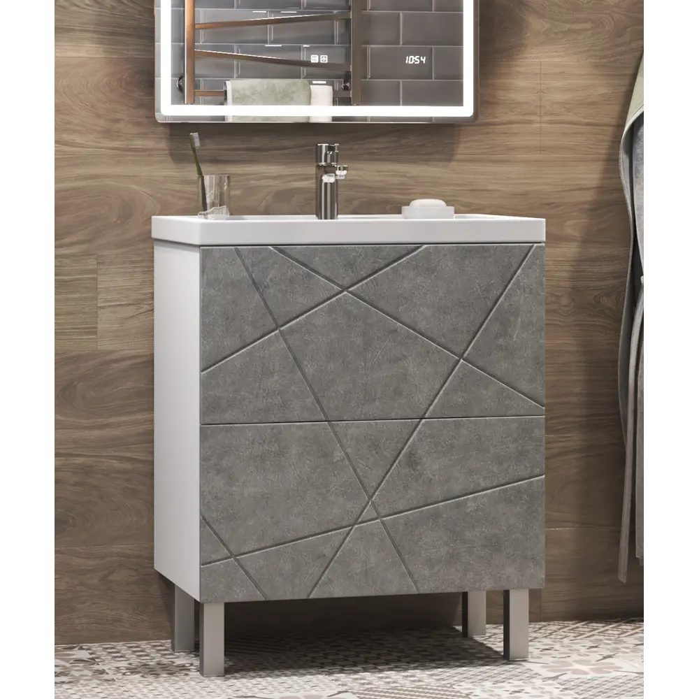 Фото 2 Тумба для ванной Vigo Geometry 60 см с раковиной Фостер напольная цвет бетон Фото 2 Тумба для ванной Vigo Geometry 60 см с раковиной Фостер напольная цвет бетон