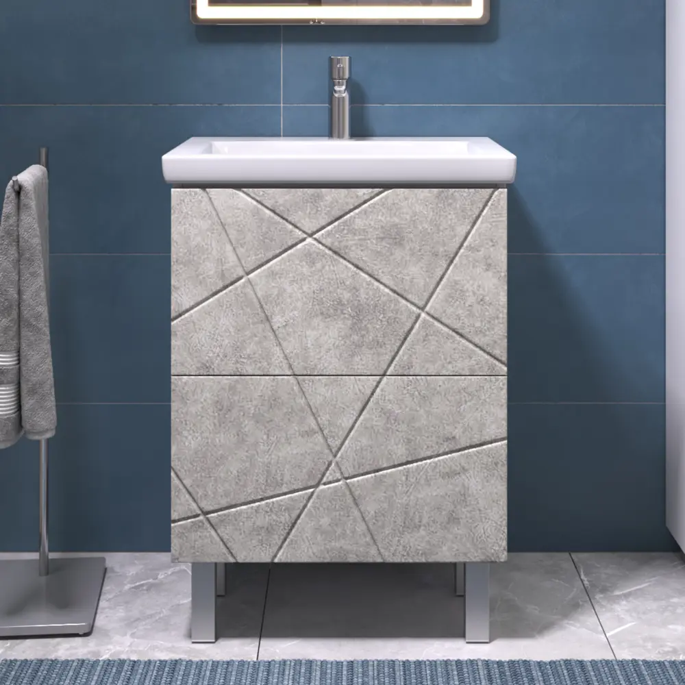 Фото 2 Тумба для ванной Vigo Geometry 60 см с раковиной Como напольная цвет бетон Фото 2 Тумба для ванной Vigo Geometry 60 см с раковиной Como напольная цвет бетон