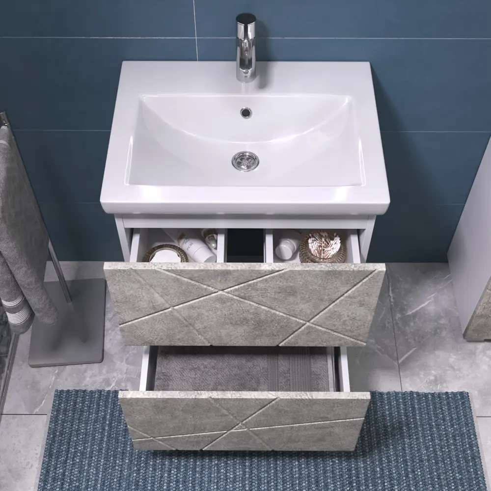 Фото 4 Тумба для ванной Vigo Geometry 60 см с раковиной Como напольная цвет бетон Фото 4 Тумба для ванной Vigo Geometry 60 см с раковиной Como напольная цвет бетон