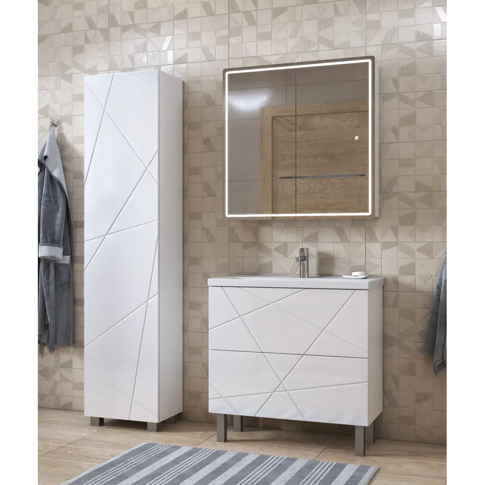 Фото 5 Тумба для ванной Vigo Geometry 70 см с раковиной Фостер напольная цвет белый Фото 5 Тумба для ванной Vigo Geometry 70 см с раковиной Фостер напольная цвет белый