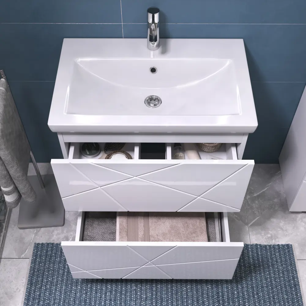 Фото 4 Тумба для ванной Vigo Geometry 70 см с раковиной Como напольная цвет белый Фото 4 Тумба для ванной Vigo Geometry 70 см с раковиной Como напольная цвет белый