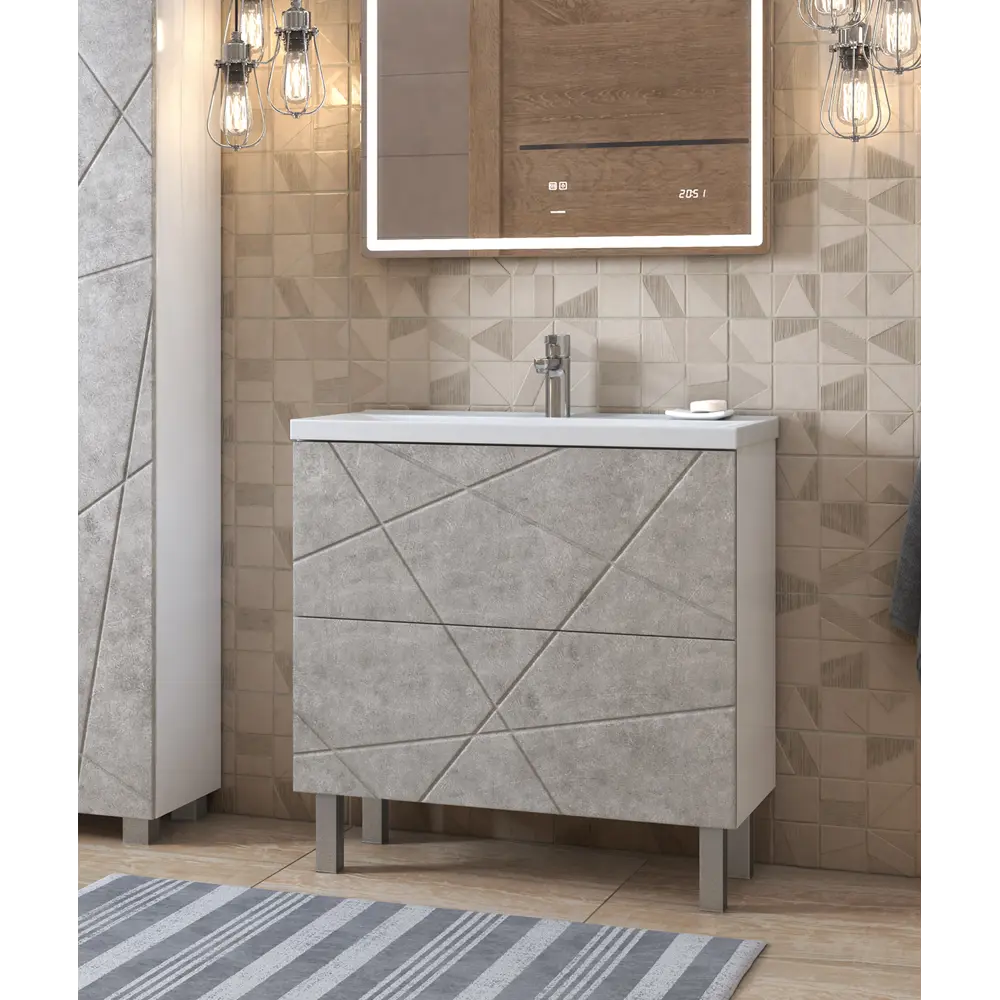 Фото 2 Тумба для ванной Vigo Geometry 70 см с раковиной Фостер напольная цвет бетон Фото 2 Тумба для ванной Vigo Geometry 70 см с раковиной Фостер напольная цвет бетон