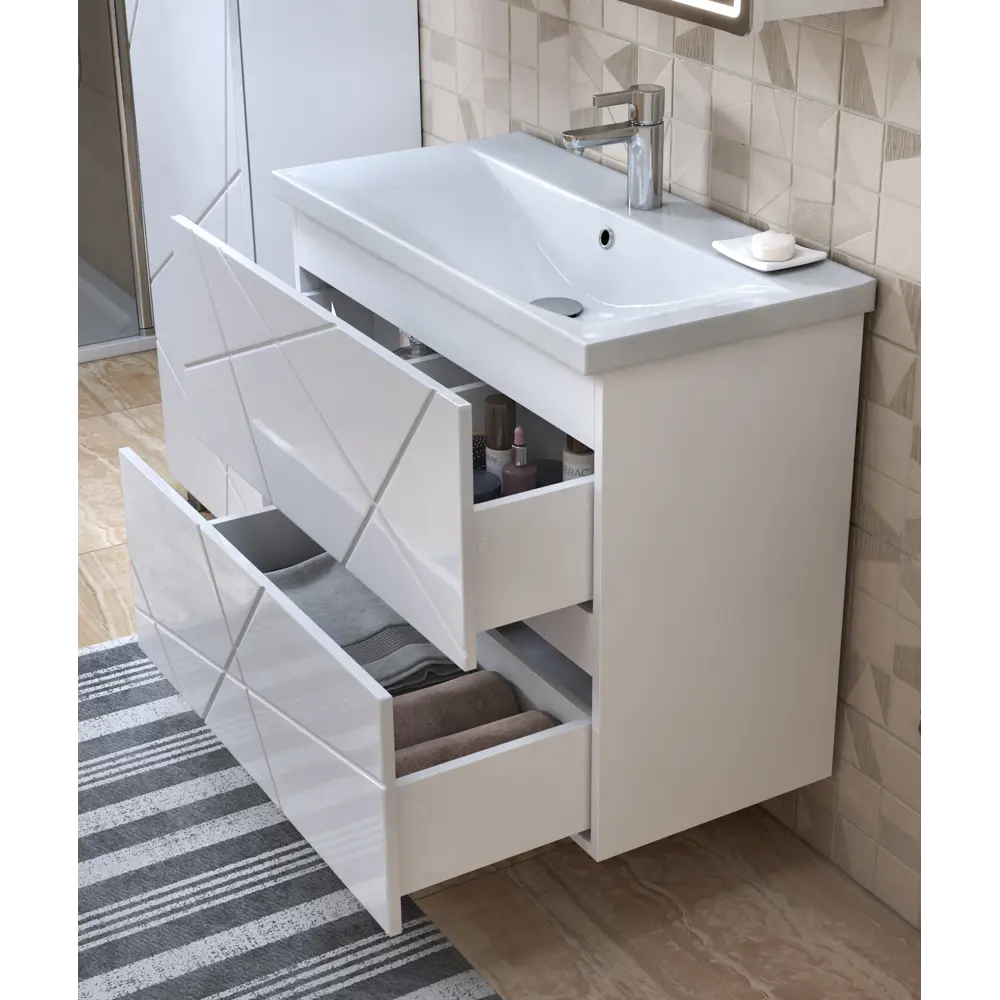 Фото 3 Тумба для ванной Vigo Geometry 80 см с раковиной напольная цвет белый Фото 3 Тумба для ванной Vigo Geometry 80 см с раковиной напольная цвет белый