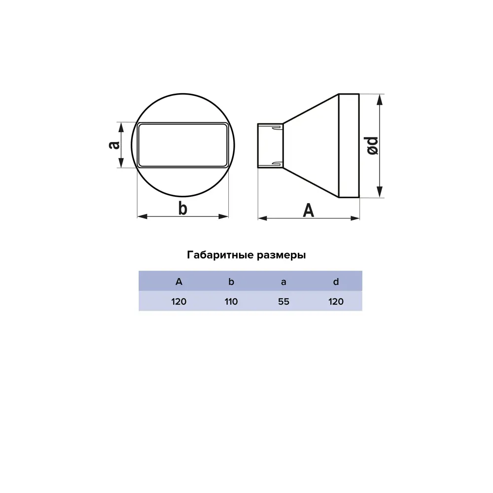 Фото 6 Переходник вентиляционный для плоских-круглых воздуховодов Fonet D120 55x110 мм пластик Фото 6 Переходник вентиляционный для плоских-круглых воздуховодов Fonet D120 55x110 мм пластик