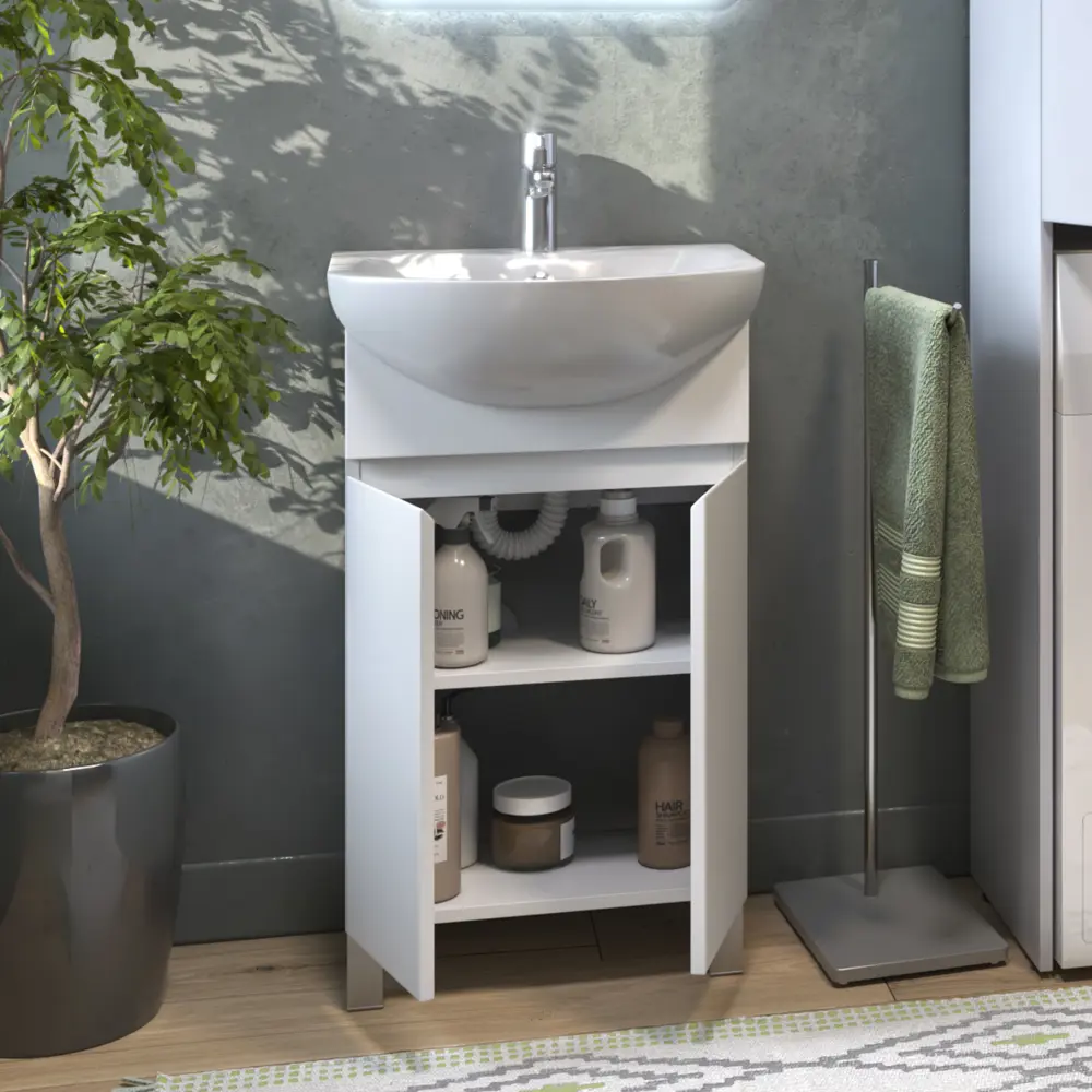 Фото 6 Тумба под раковину Vigo Wing tn.WIN.BAL.50.2D белый 46 см Фото 6 Тумба под раковину Vigo Wing tn.WIN.BAL.50.2D белый 46 см