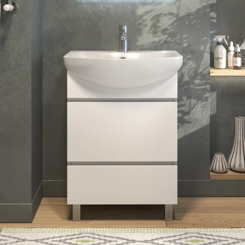 Фото 4 Тумба под раковину напольная Vigo tn.WIN.BAL.60.2Y белый 56см Фото 4 Тумба под раковину напольная Vigo tn.WIN.BAL.60.2Y белый 56см