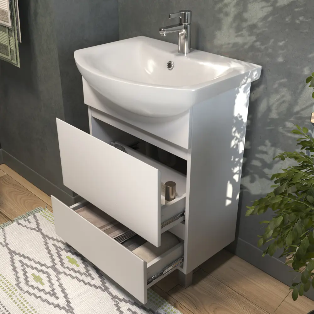 Фото 6 Тумба под раковину напольная Vigo tn.WIN.BAL.60.2Y белый 56см Фото 6 Тумба под раковину напольная Vigo tn.WIN.BAL.60.2Y белый 56см