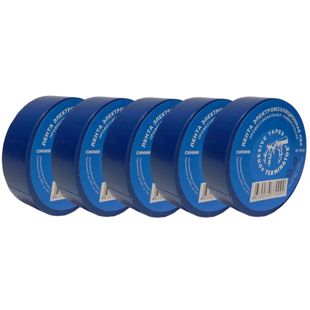 Фото Изоляционная лента Terminator IZ 1918Blue 0.13x19мм 18.3м ПВХ синий 5шт