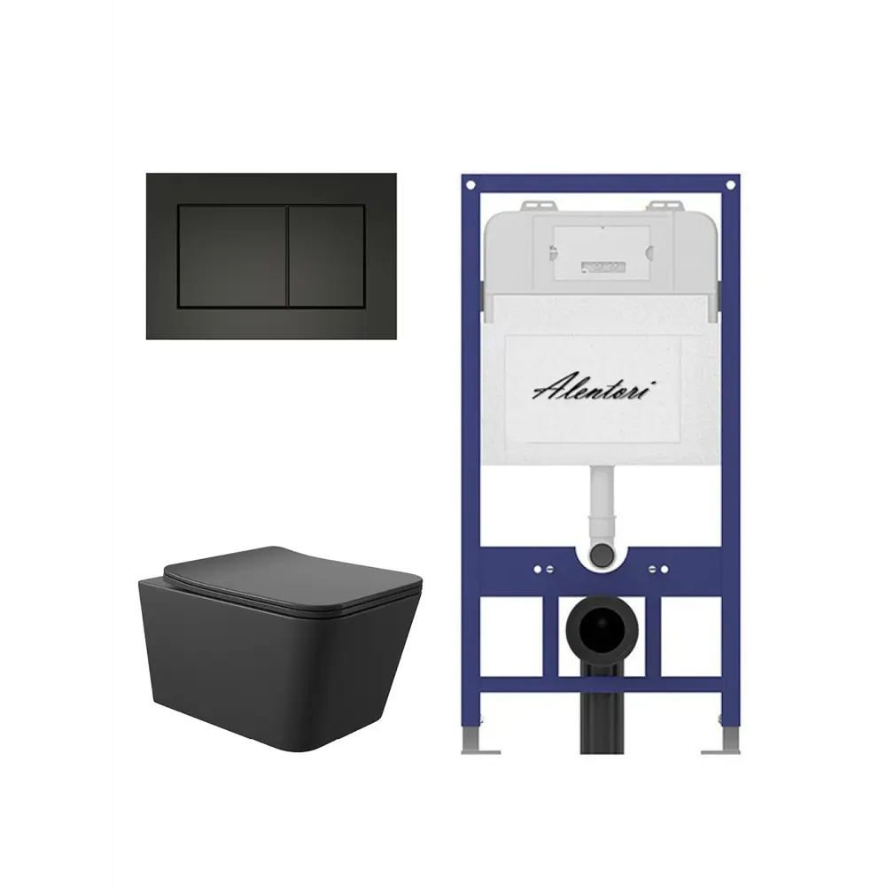 Фото 4 Инсталляция Alentori SISTEMA 52 AL.SIS11T с клавишей смыва Alentori CHIAVE A матовый черный AL.CHI013BM унитаз 52x37 Soft-Close матовый черный квадрат Фото 4 Инсталляция Alentori SISTEMA 52 AL.SIS11T с клавишей смыва Alentori CHIAVE A матовый черный AL.CHI013BM унитаз 52x37 Soft-Close матовый черный квадрат