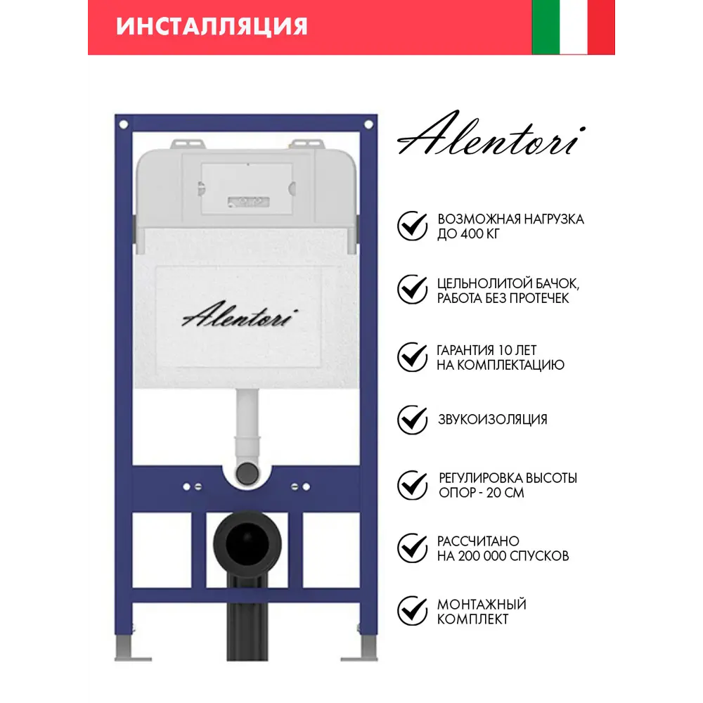 Фото 2 Комплект инсталляция с унитазом Alentori AL.SIS11TAL.CHI018WME0140 цвет черный