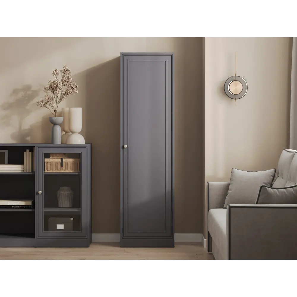 Фото 2 Шкаф распашной Правила мебели 50.2x180.6x40.1 см ЛДСП цвет графит Фото 2 Шкаф распашной Правила мебели 50.2x180.6x40.1 см ЛДСП цвет графит