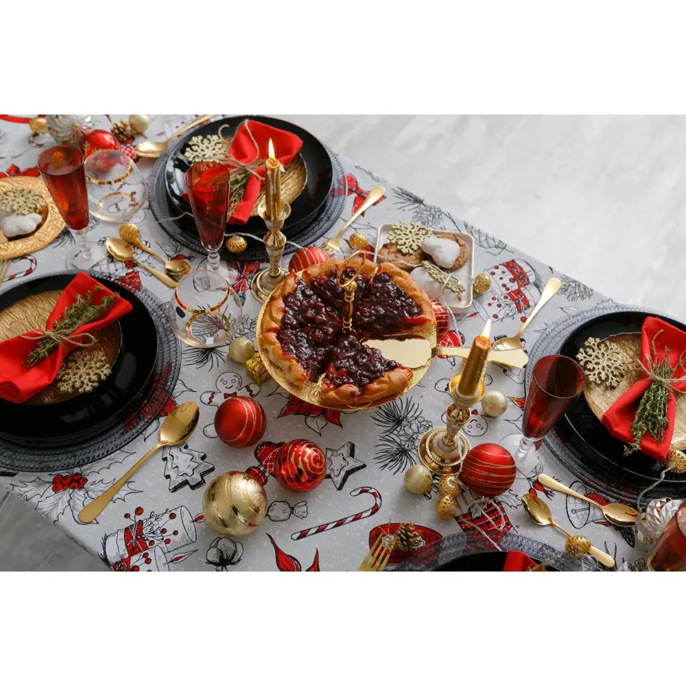 Фото 4 Скатерть на стол Доляна Новогоднее настроение круглая 110x149 см цвет разноцветный Фото 4 Скатерть на стол Доляна Новогоднее настроение круглая 110x149 см цвет разноцветный