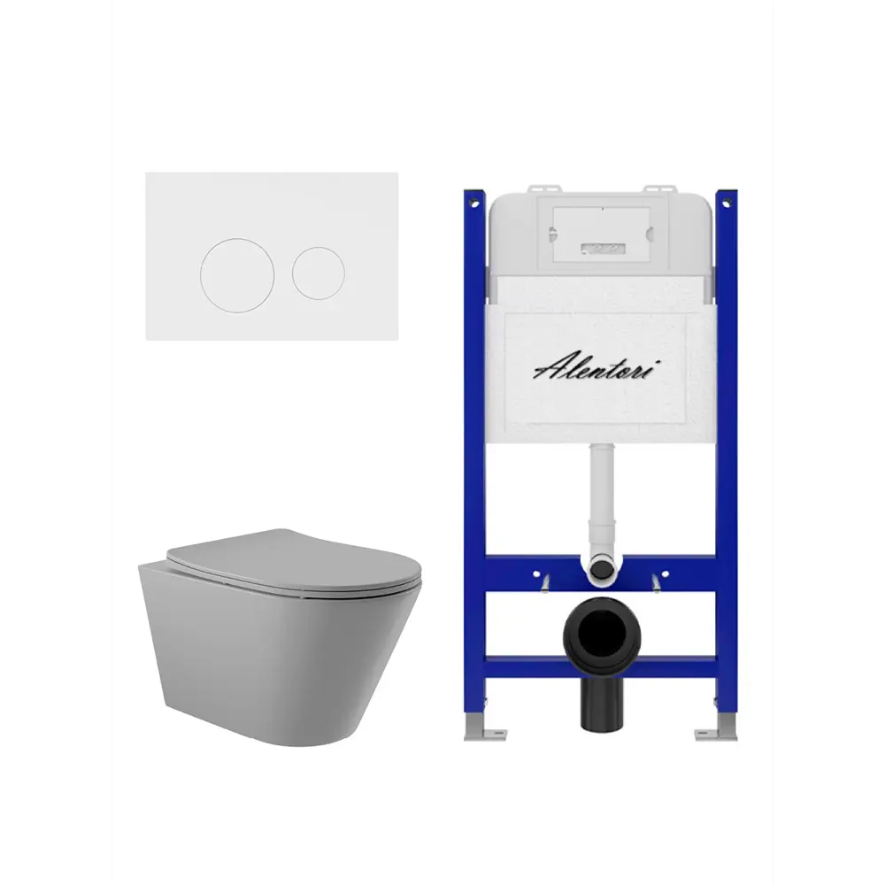 Фото 4 Инсталляция Alentori SISTEMA 50 AL.SIS33T с клавишей смыва Alentori CHIAVE L матовый белый AL.CHI019WM и унитаз 52.5x36 Soft-Close матовый серый конус Фото 4 Инсталляция Alentori SISTEMA 50 AL.SIS33T с клавишей смыва Alentori CHIAVE L матовый белый AL.CHI019WM и унитаз 52.5x36 Soft-Close матовый серый конус