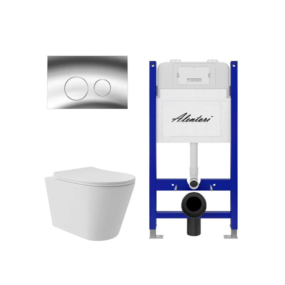 Фото 4 Инсталляция Alentori SISTEMA 50 AL.SIS33T с клавишей Alentori CHIAVE L гл/хром AL.CHI102CH и унитаз Long 52x36.5 Vortex Soft-Close матовый белый конус Фото 4 Инсталляция Alentori SISTEMA 50 AL.SIS33T с клавишей Alentori CHIAVE L гл/хром AL.CHI102CH и унитаз Long 52x36.5 Vortex Soft-Close матовый белый конус