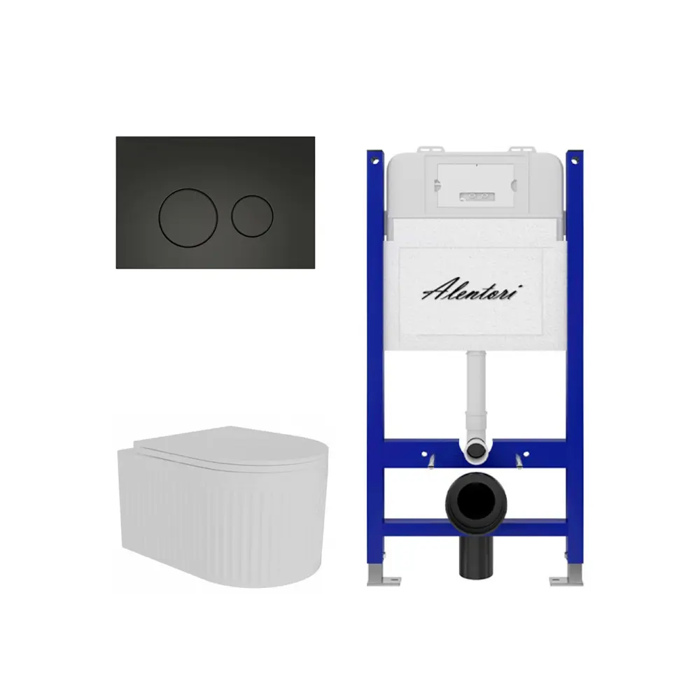 Фото 4 Инсталляция Alentori SISTEMA 50 AL.SIS33T с клавишей CHIAVE L матовый черный AL.CHI103BM Alentori FLUIRE 2101 Vortex унитаз микролифт глянцевый белый Фото 4 Инсталляция Alentori SISTEMA 50 AL.SIS33T с клавишей CHIAVE L матовый черный AL.CHI103BM Alentori FLUIRE 2101 Vortex унитаз микролифт глянцевый белый