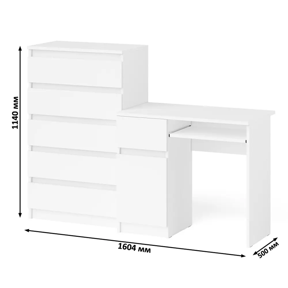 Фото 8 Офисный стол с полкой Свк Мори 160x114x50 см ЛДСП цвет белый Фото 8 Офисный стол с полкой Свк Мори 160x114x50 см ЛДСП цвет белый