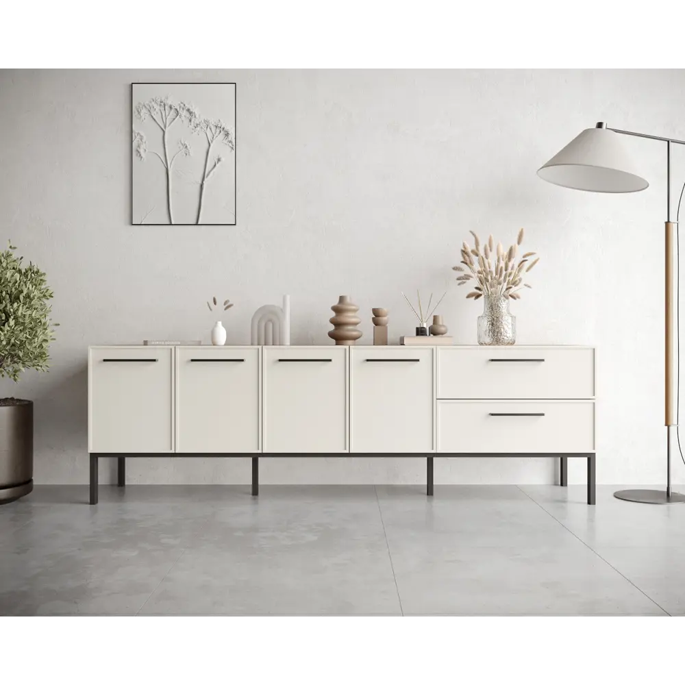 Фото Комод Этажерка Nicole 2 ящика 190х45х60 см ДСП цвет белый