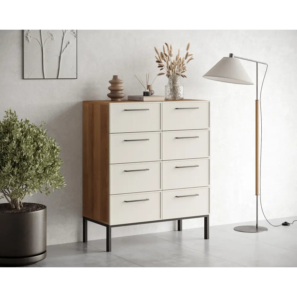 Фото 2 Комод Этажерка Nicole 8 ящиков 90х45х110 см ДСП цвет белый