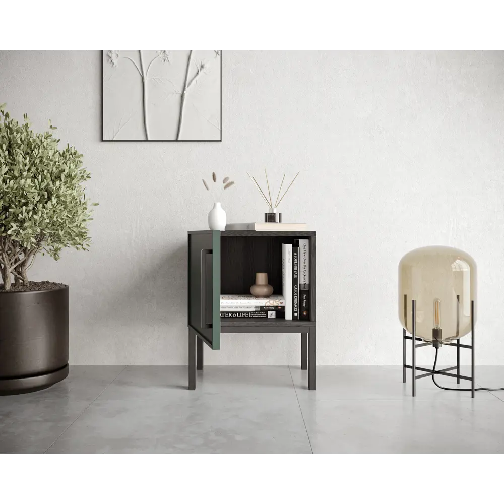 Фото Тумба прикроватная Этажерка Nicole 40x50x35 см ЛДСП цвет зеленый