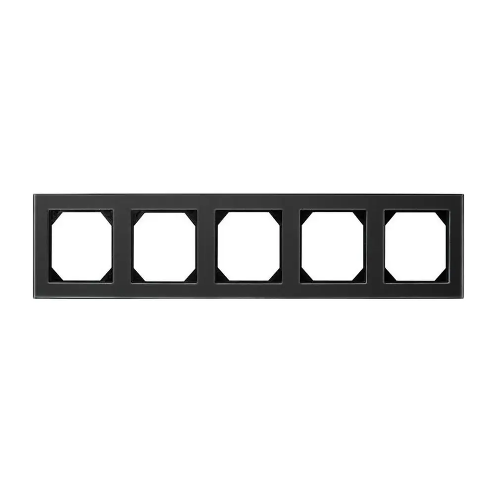 Фото Рамка для розеток и выключателей Liregus Epsilon 28-240 5 постов стекло черное Фото Рамка для розеток и выключателей Liregus Epsilon 28-240 5 постов стекло черное