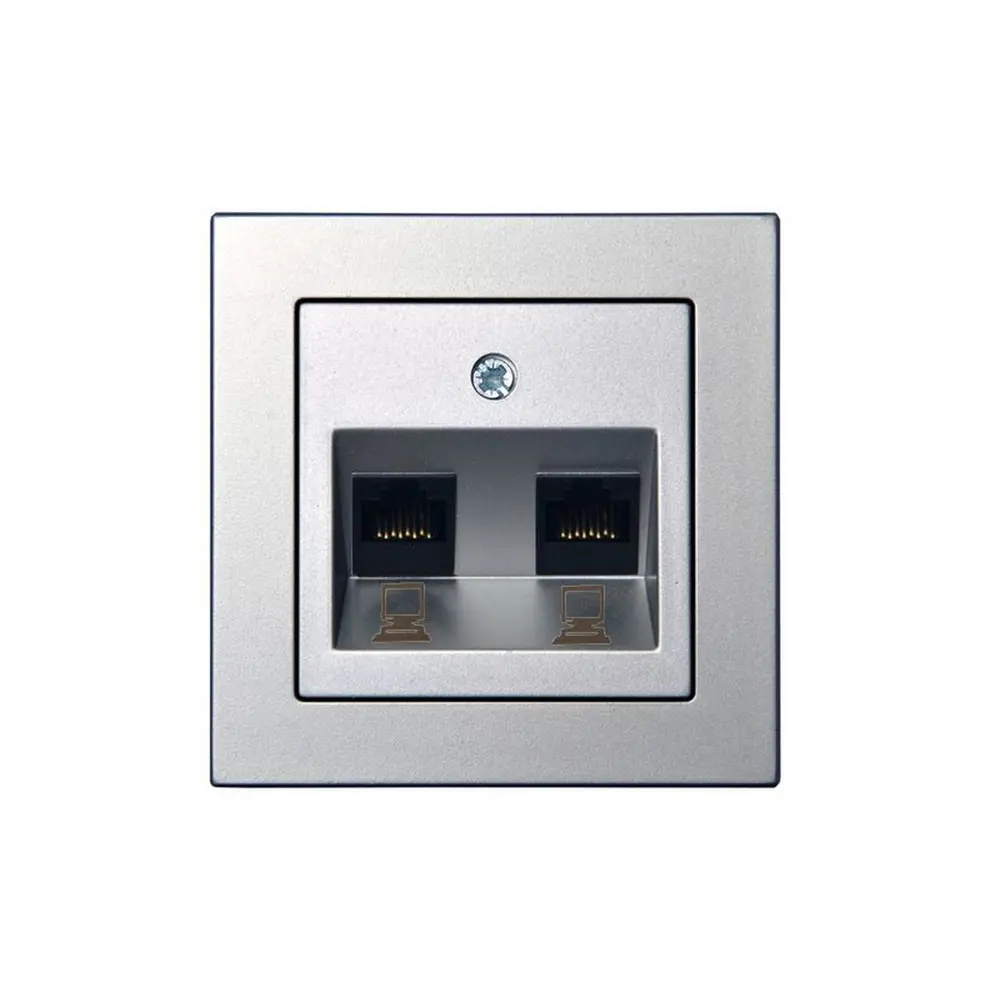 Фото Розетка встраиваемая Liregus Epsilon 28-1855 цвет серебро