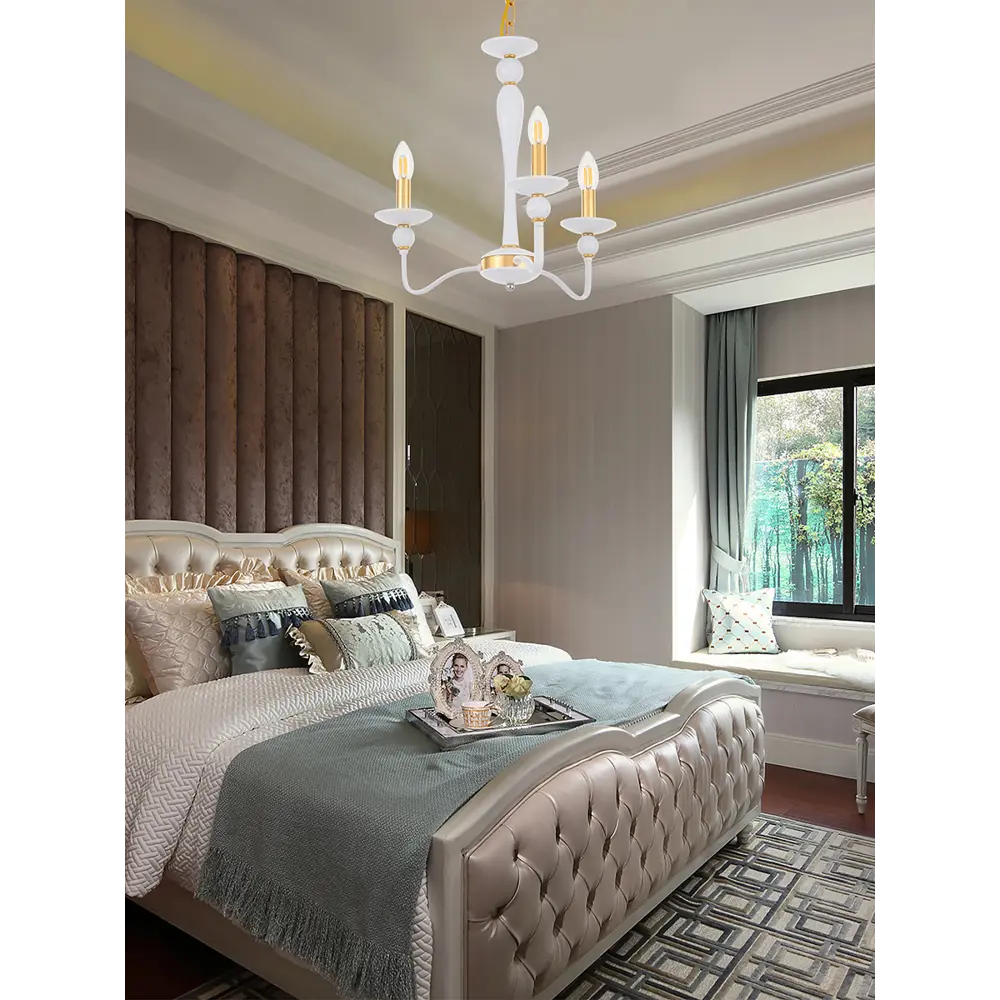 Фото 2 Люстра подвесная Arte milano 820201.1.3.140.u.e14.wh.gd 3 лампы 9 м² цвет белый/золото