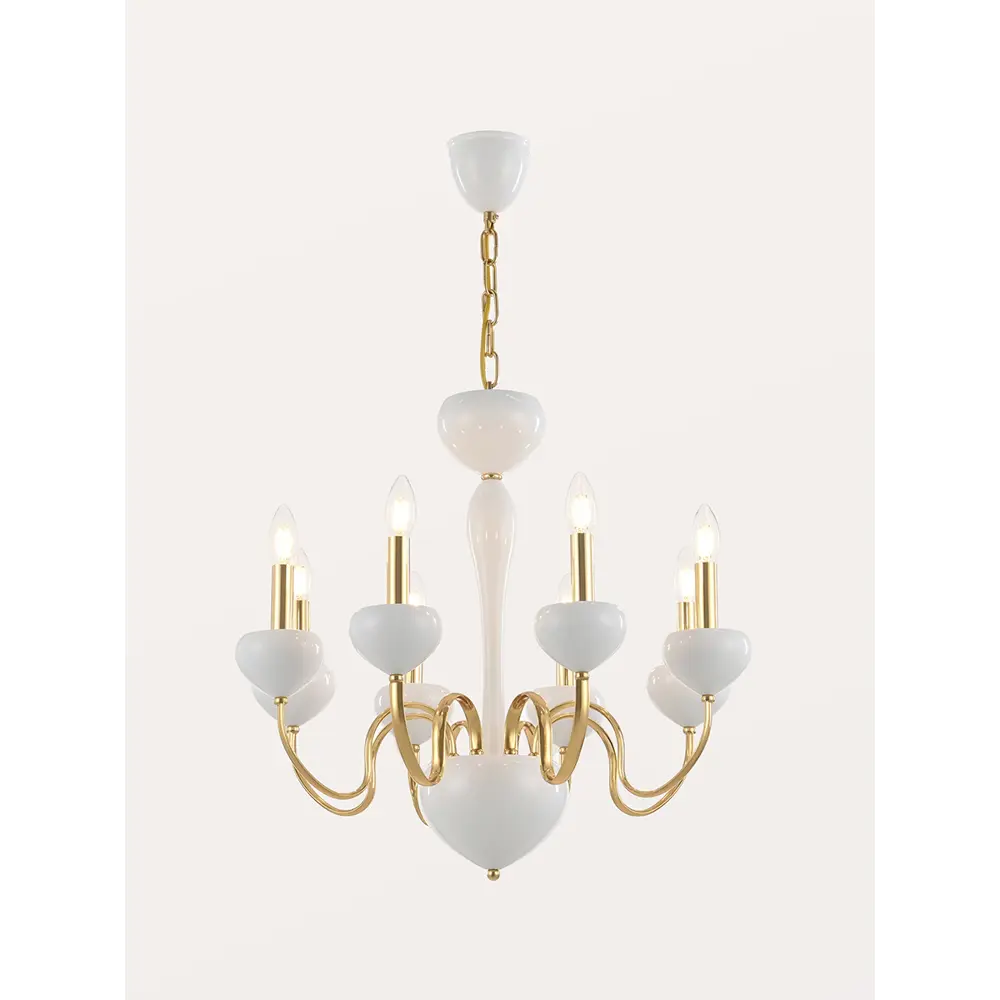 Фото 3 Люстра подвесная Arte milano 820101.1.8.210.u.e14.wh.gd 8 ламп 24 м² цвет белый/золото