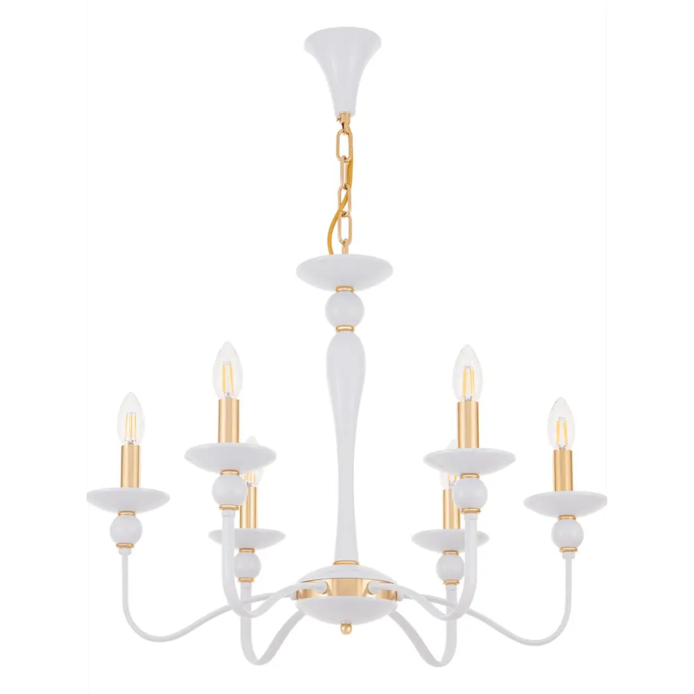 Фото 13 Люстра подвесная Arte milano 820201.1.6.200.u.e14.wh.gd 6 ламп 18 м² цвет белый/золото