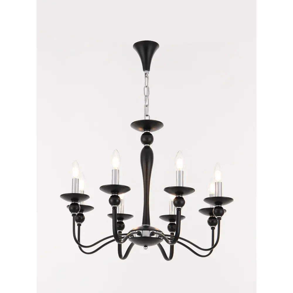 Фото 3 Люстра подвесная Arte milano 820201.1.8.200.u.e14.bk.cr 8 ламп 24 м² цвет хром/черный