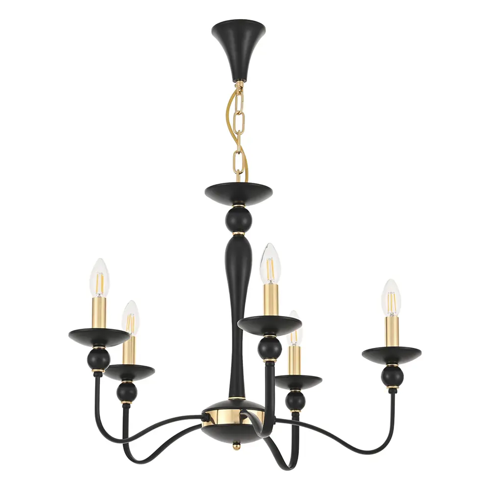 Фото 11 Люстра подвесная Arte milano 820201.1.5.200.u.e14.bk.gd 5 ламп 15 м² цвет золото/черный