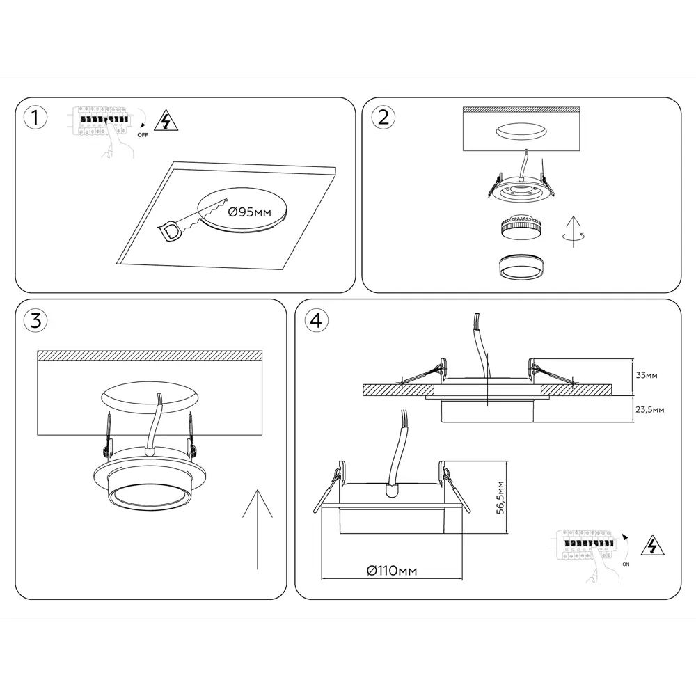 Фото 5 Светильник точечный встраиваемый Ambrella light Techno spot Tn6735* под отверстие 95 мм GX53 цвет черный Фото 5 Светильник точечный встраиваемый Ambrella light Techno spot Tn6735* под отверстие 95 мм GX53 цвет черный