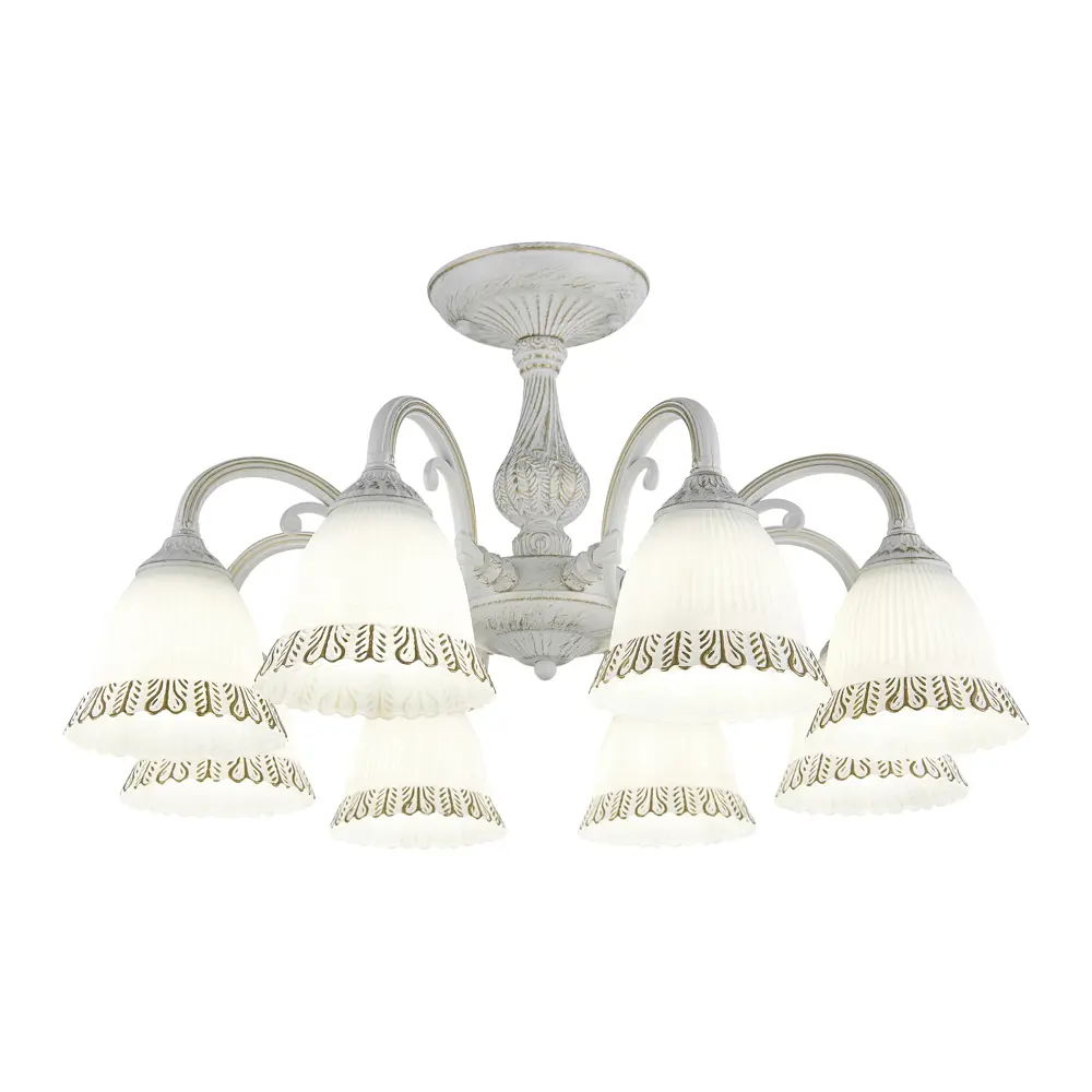 Фото Люстра потолочная Arte milano Am347410/8 wt+g 8 ламп 16 м² цвет белый Фото Люстра потолочная Arte milano Am347410/8 wt+g 8 ламп 16 м² цвет белый