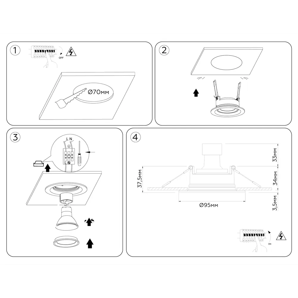 Фото 7 Светильник точечный встраиваемый Ambrella light Techno spot Tn1141* под отверстие 70 мм GU5.3 цвет белый Фото 7 Светильник точечный встраиваемый Ambrella light Techno spot Tn1141* под отверстие 70 мм GU5.3 цвет белый