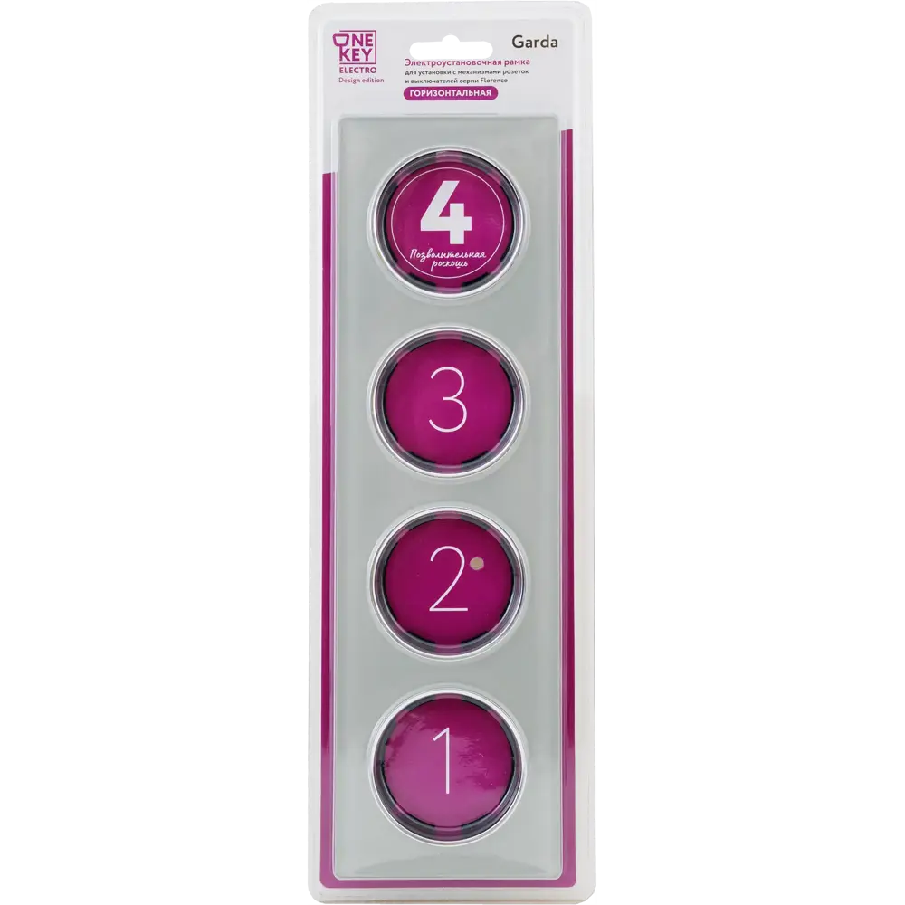 Фото 4 Рамка для розеток и выключателей горизонтальная Onekeyelectro Florence 4 поста цвет серый