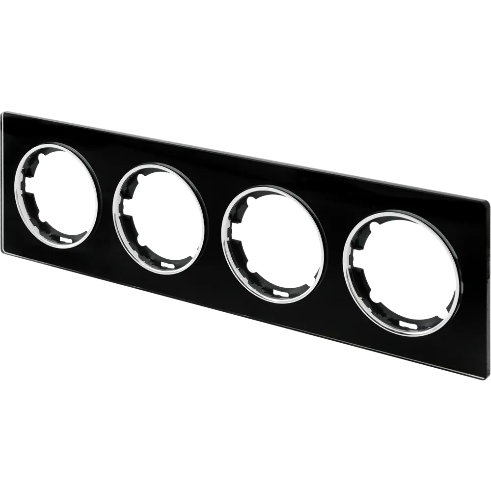 Фото 2 Рамка для розеток и выключателей горизонтальная Onekeyelectro Florence 4 поста цвет черный
