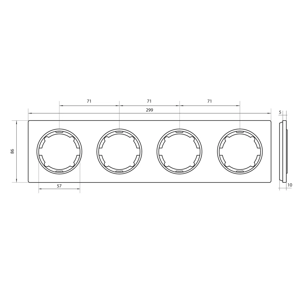 Фото 7 Рамка для розеток и выключателей горизонтальная Onekeyelectro Florence 4 поста цвет черный