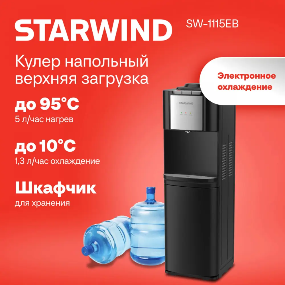 Фото Кулер Starwind SW-1115EB напольный электронный черный Фото Кулер Starwind SW-1115EB напольный электронный черный