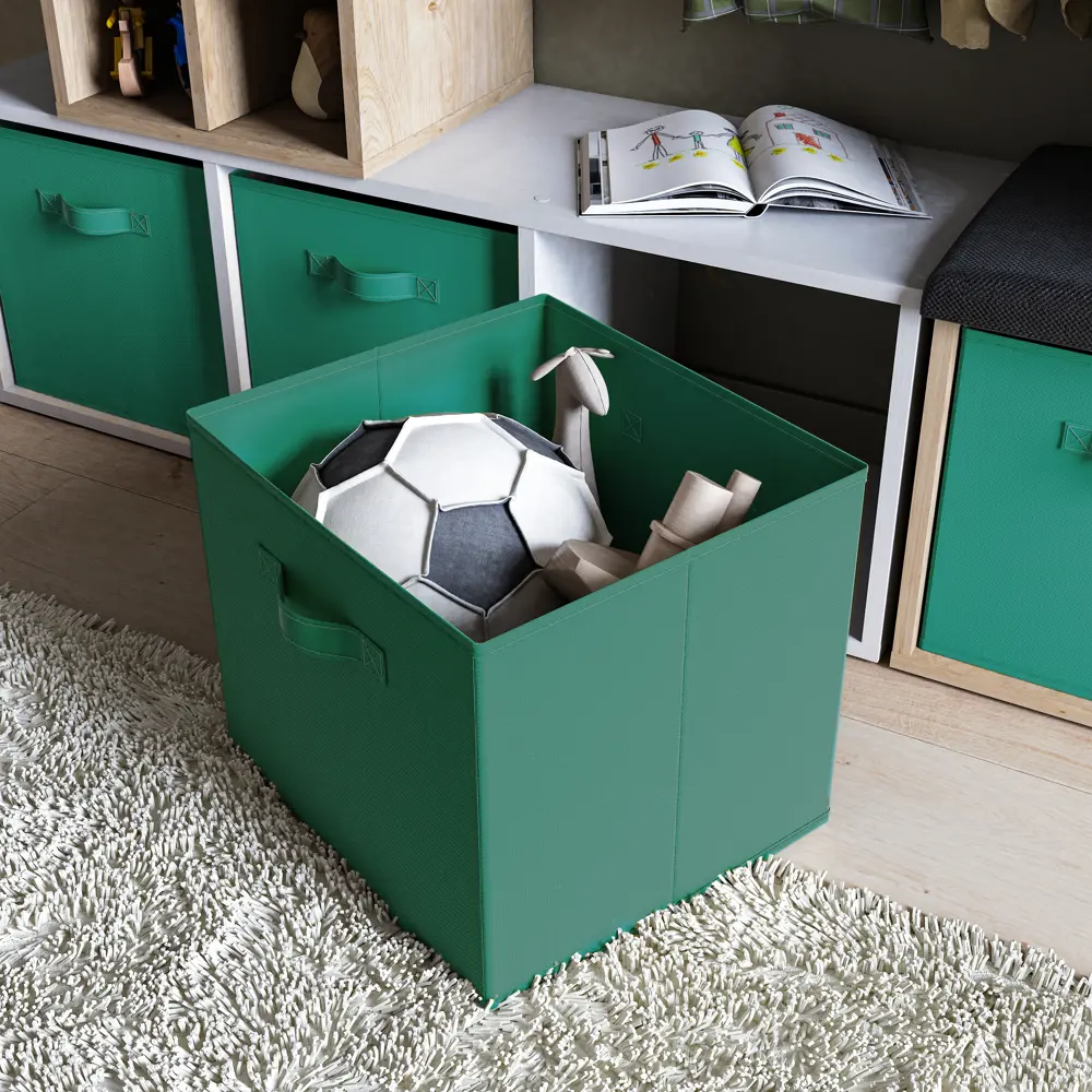 Фото 8 Короб Spaceo KUB 31x31x31 см 29.7 л полипропилен цвет зеленый Фото 8 Короб Spaceo KUB 31x31x31 см 29.7 л полипропилен цвет зеленый