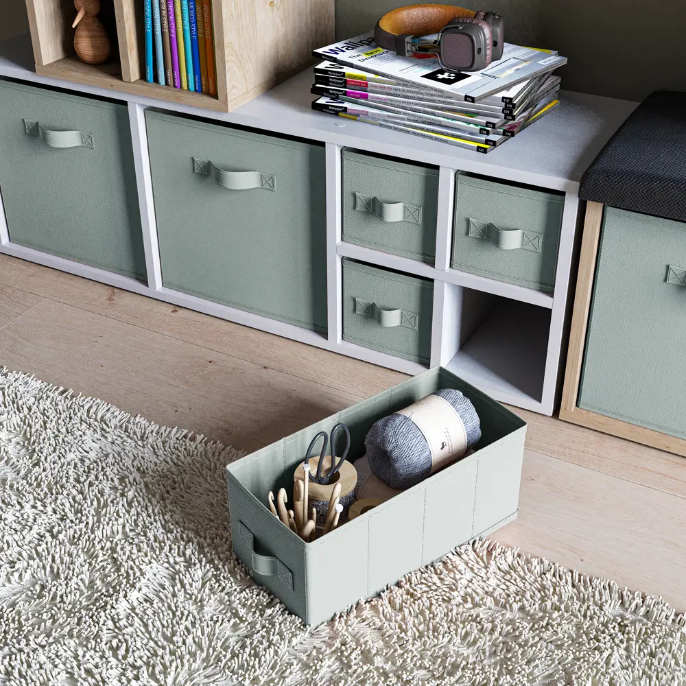 Фото 7 Короб Spaceo KUB 15x15x31 см 6.9 л полипропилен цвет тёмно-зеленый Фото 7 Короб Spaceo KUB 15x15x31 см 6.9 л полипропилен цвет тёмно-зеленый