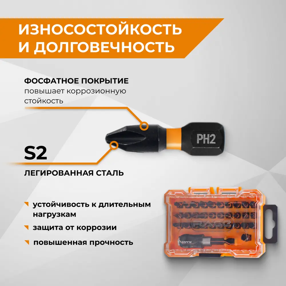 Фото 3 Набор бит магнитных Rage 554107, 32 шт. Фото 3 Набор бит магнитных Rage 554107, 32 шт.